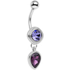 Violet Plum Purple CZ Gem Simpe Sass Dangle Belly Ring