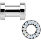 2G White Faux Opal Screw Fit Tunnel Plug Set