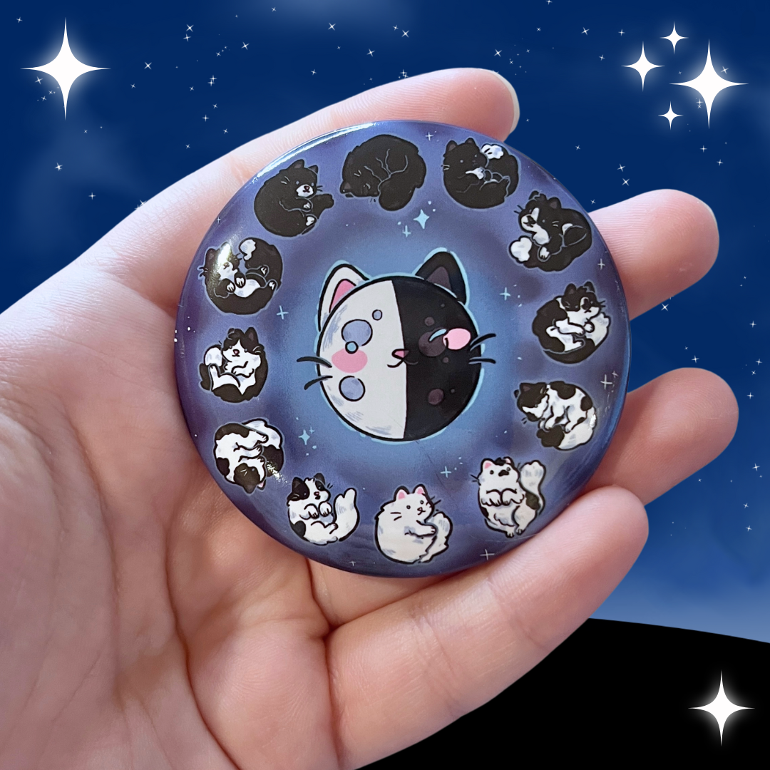 Moon Phases Cats ~ Button