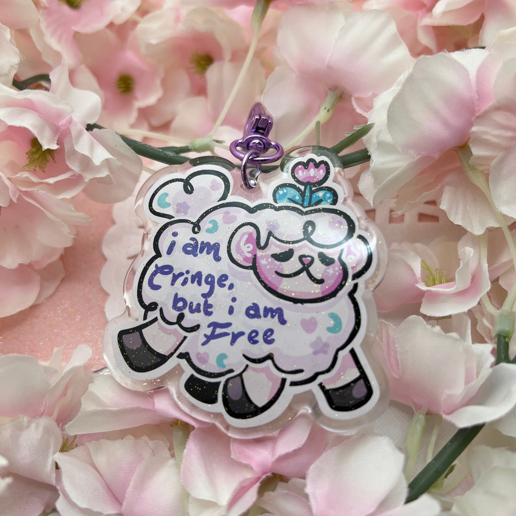 I am Cringe but I am Free ~ Glitter Acrylic Keychain Charm