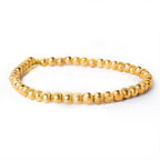5mm 22kt Gold Plated Brass Diamond Cut Round Beads, 8 inch, 43 beads