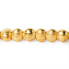 5mm 22kt Gold Plated Brass Diamond Cut Round Beads, 8 inch, 43 beads