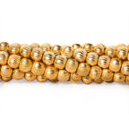 5mm 22kt Gold Plated Brass Diamond Cut Round Beads, 8 inch, 43 beads