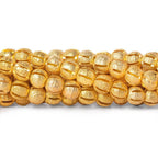 5mm 22kt Gold Plated Brass Striped Stardust Rounds 8 inch 43 beads