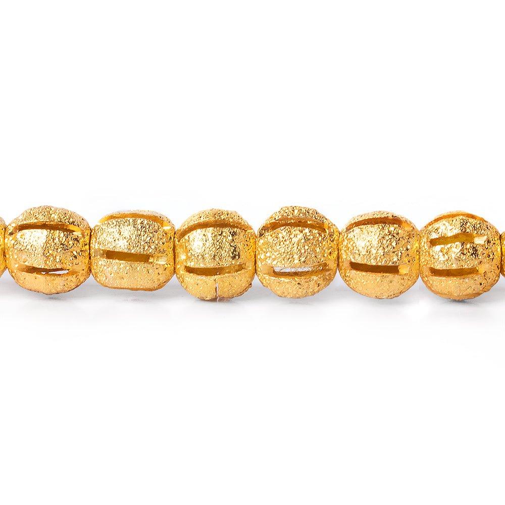 5mm 22kt Gold Plated Brass Striped Stardust Rounds 8 inch 43 beads