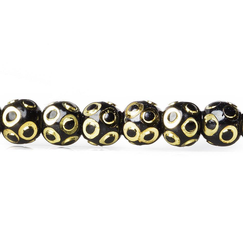 5mm Black Enamel Brass Circle Cut Rounds 8 inch 37 beads