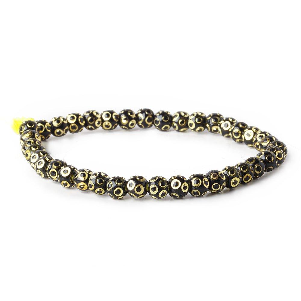 5mm Black Enamel Brass Circle Cut Rounds 8 inch 37 beads