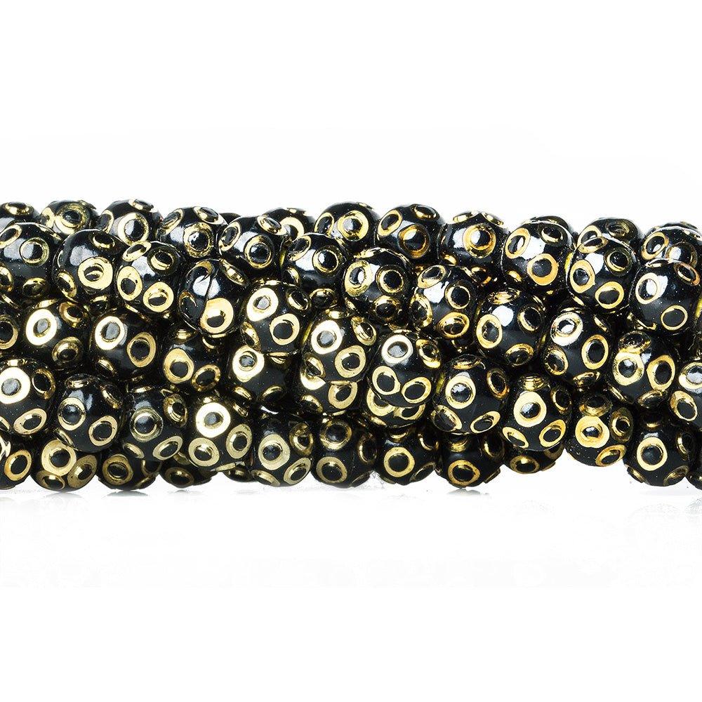 5mm Black Enamel Brass Circle Cut Rounds 8 inch 37 beads