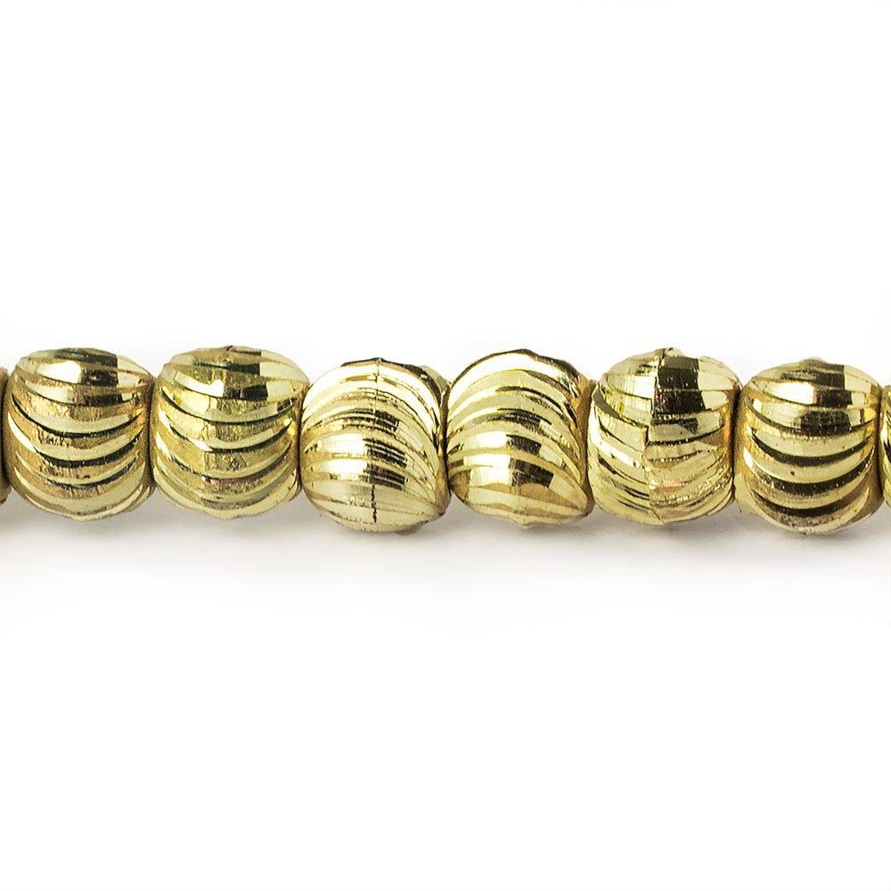 5mm Brass Curved Fluted Round Beads 8 inch 47 beads