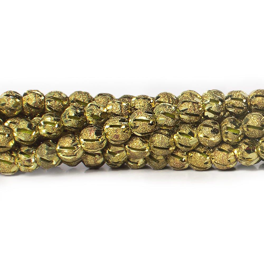6mm Brass Diagonal Groove Stardust Rounds 8 inch 38 beads
