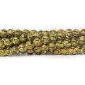 6mm Brass Diagonal Groove Stardust Rounds 8 inch 38 beads