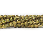 6mm Brass Diagonal Groove Stardust Rounds 8 inch 38 beads