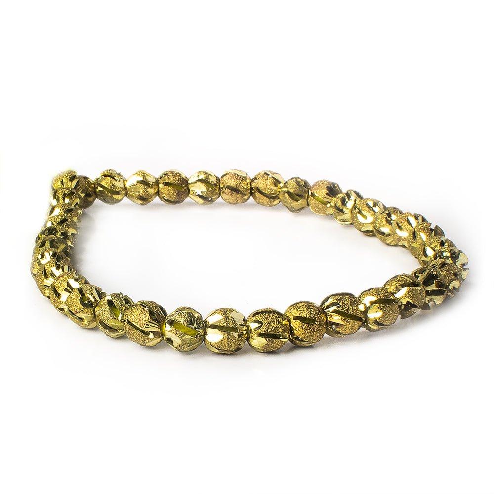 6mm Brass Diagonal Groove Stardust Rounds 8 inch 38 beads