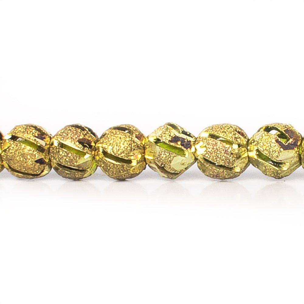6mm Brass Diagonal Groove Stardust Rounds 8 inch 38 beads