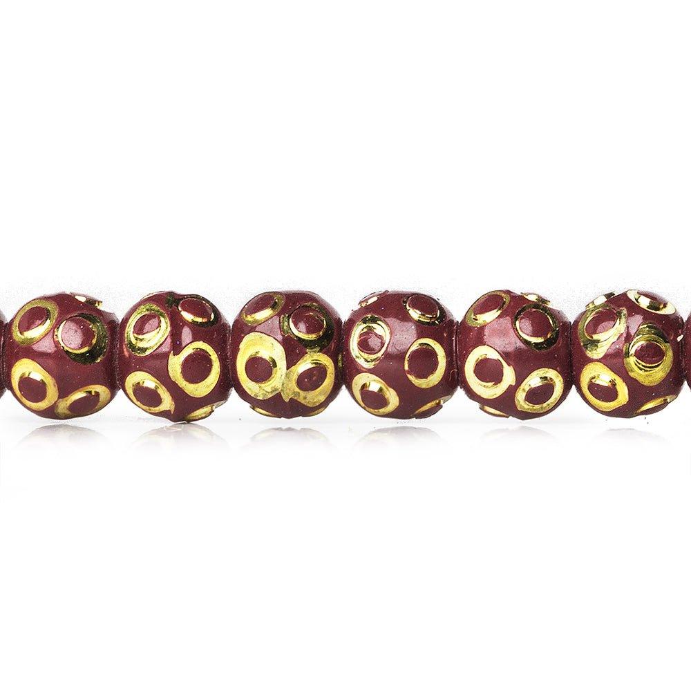5mm Burgundy Enamel Brass Circle Cut Rounds 8 inch 37 beads