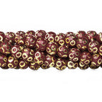 5mm Burgundy Enamel Brass Circle Cut Rounds 8 inch 37 beads