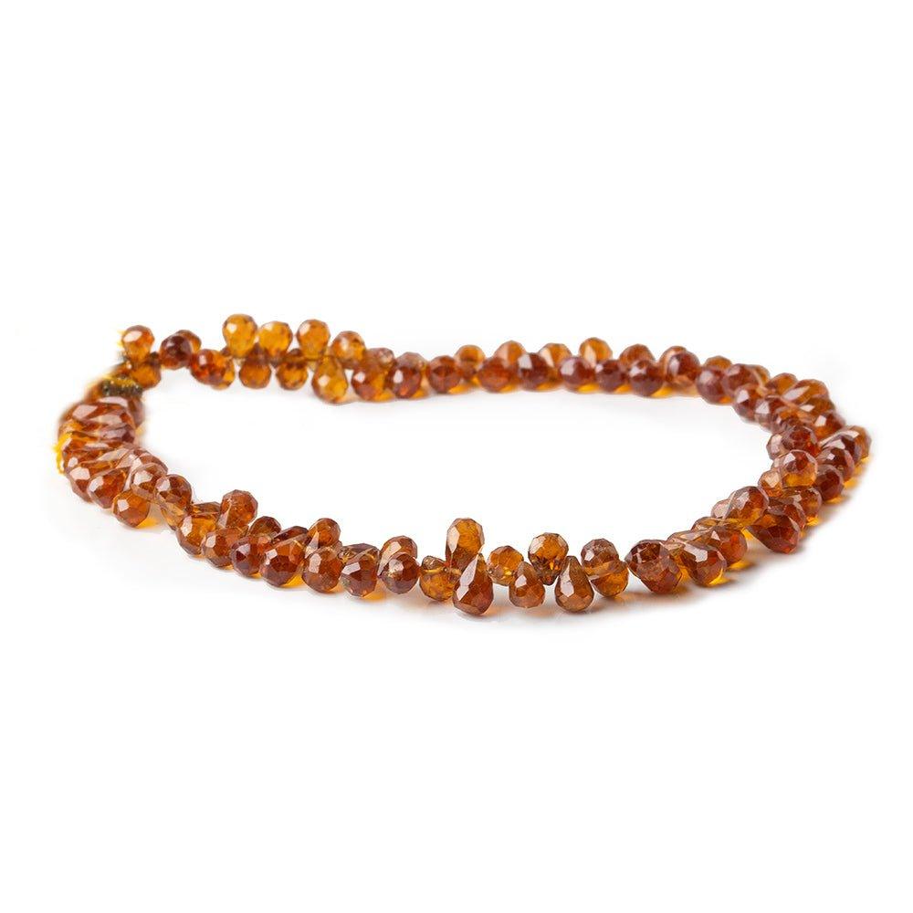 5mm Hessonite Garnet Top Drilled Faceted Teardrop Beads, 8.5 inch