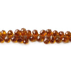 5mm Hessonite Garnet Top Drilled Faceted Teardrop Beads, 8.5 inch