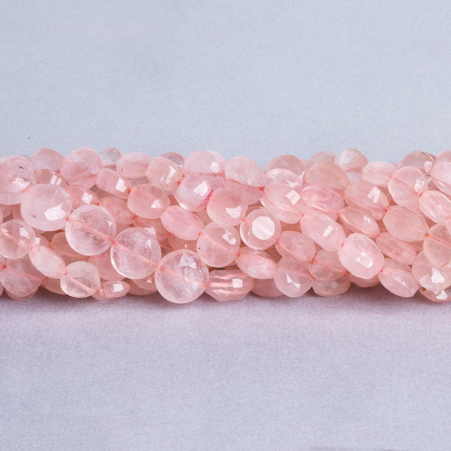 6-8mm Rose Quartz Faceted Coin Beads, 14 inch
