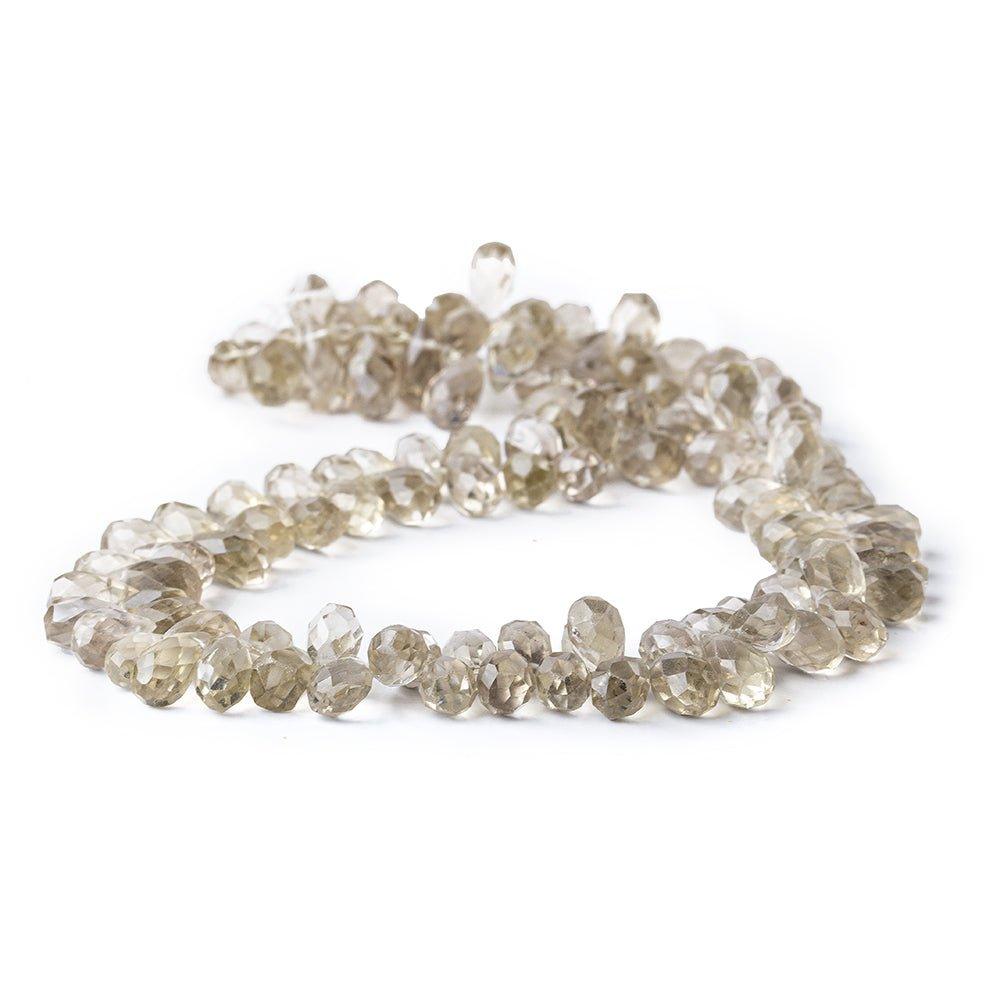 6-8mm Smoky Quartz Hand Faceted Teardrop 14 inch