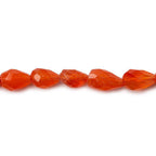 6-9mm Carnelian Faceted Straight Drilled Teardrop Beads, 14 inch