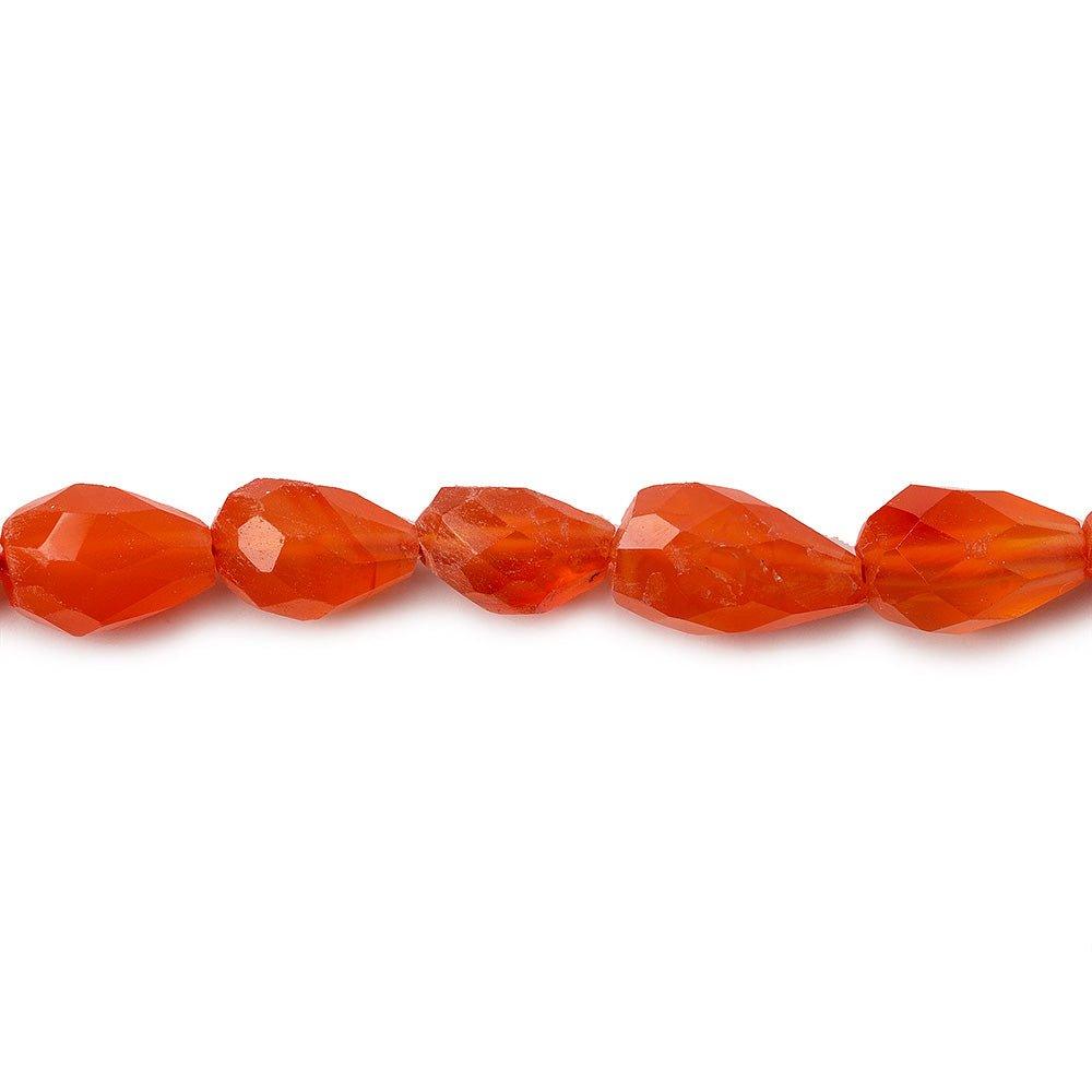 6-9mm Carnelian Faceted Straight Drilled Teardrop Beads, 14 inch