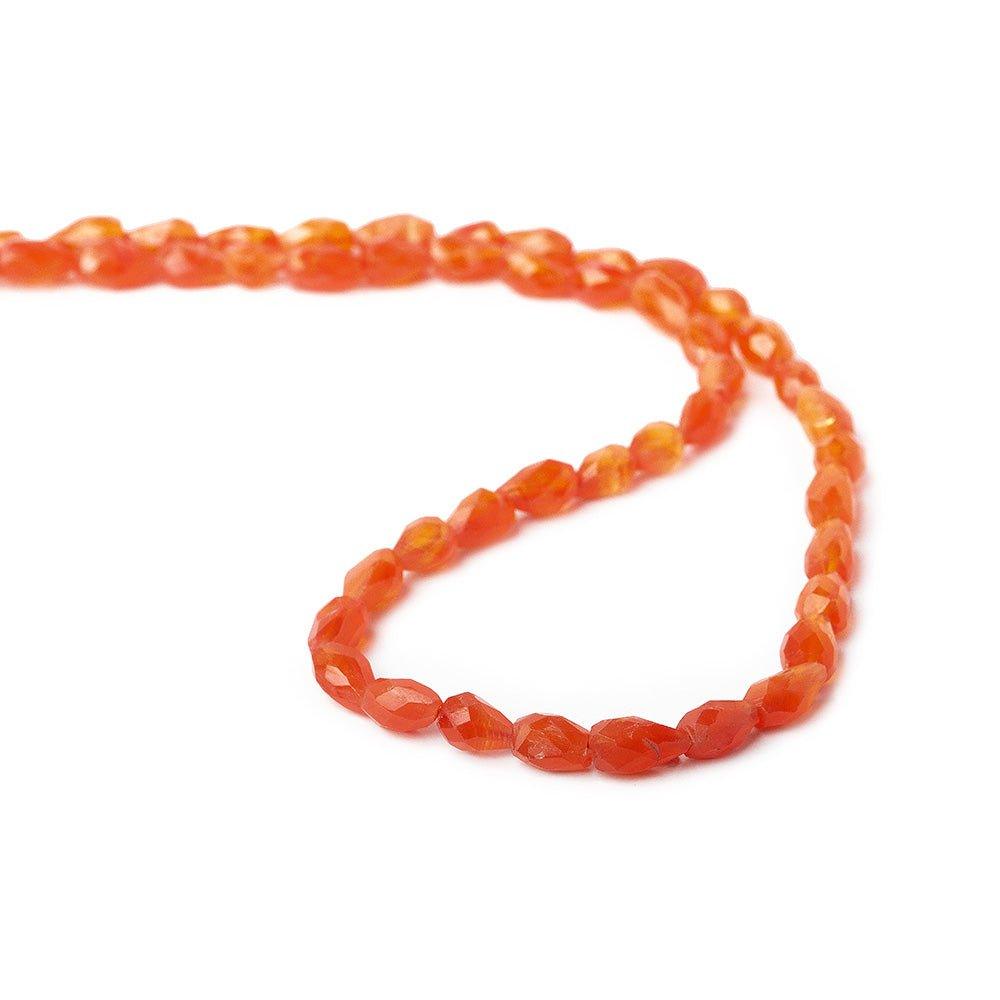 6-9mm Carnelian Faceted Straight Drilled Teardrop Beads, 14 inch