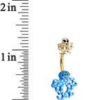 Clear Black Gem Gold PVD Gold and Blue Octopus Double Mount Belly Ring