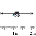 14G Pink Green Blue Faux Opal Octopus Industrial Barbell 38mm