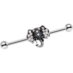 14G Pink Faux Opal Elegant Elephant Head Industrial Barbell 36mm