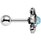 16G 1/4 Faux Turquoise Bohemian Flower Tragus Cartilage Earring