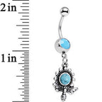 Faux Turquoise Buzzing Bee Favorite Flower Dangle Belly Ring
