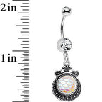 Clear Gem Iridescent White Mermaid Scales Dangle Belly Ring