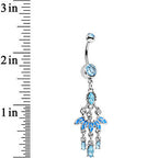 Aqua Gem Blue Belle of the Ball Fan Chandelier Belly Ring