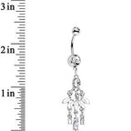 Clear Gem White Fan Chandelier Dangle Belly Ring