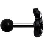 16G 1/4 Clear Gem Black Trinity Swirl Tragus Cartilage Earring