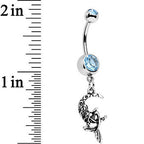 Aqua Gem Moon and Ms Mermaid Dangle Belly Ring