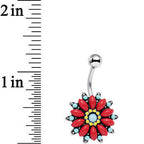 Blue Red Southwestern Holly Holiday Flower Belly Ring