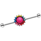 14G Prismatic Sunburst Flower Industrial Barbell 38mm