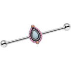 14G Light Blue and Pink Pastel Teardrop Industrial Barbell 38mm