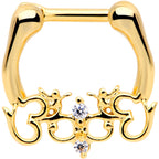 1/4 Clear CZ Gem Gold Tone Anodized Angel Swirl Nipple Clicker Set