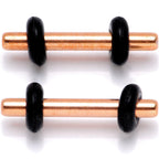 Rose Gold Tone Anodized Titanium Micro Straight Plug Set 14G to 12G