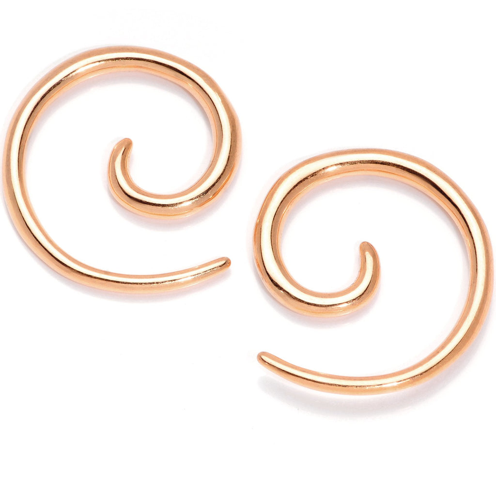Rose Gold Tone Anodized Titanium Micro Spiral Taper Set 12G to 8G