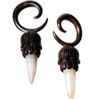 White Stone Iron Wood Tribal Spiral Taper Set 5mm to 8mm