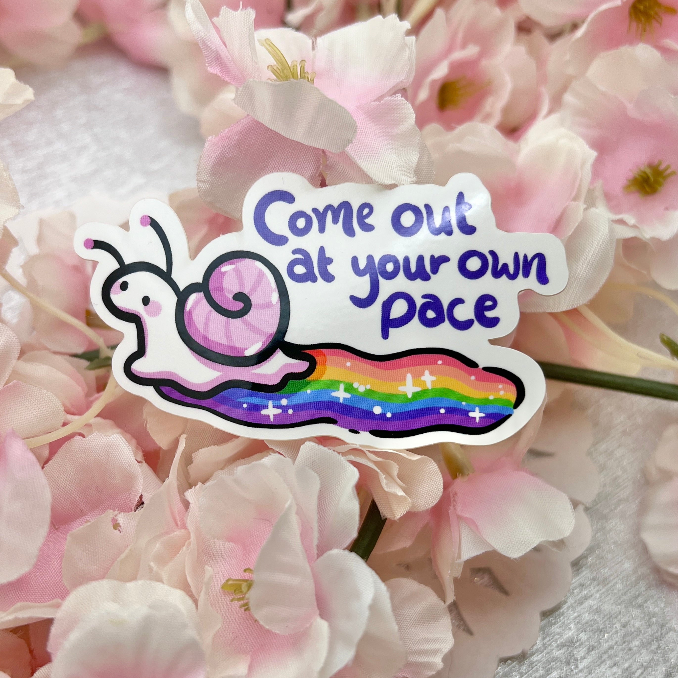 "Come Out at Your Own Pace" Snail Rainbow ~ Sticker