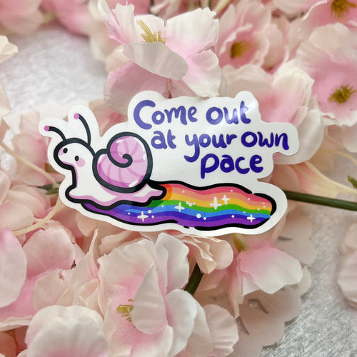 "Come Out at Your Own Pace" Snail Rainbow ~ Sticker