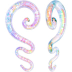 White Glass Shimmer Zig Zag Spiral Taper Set 5mm to 8mm