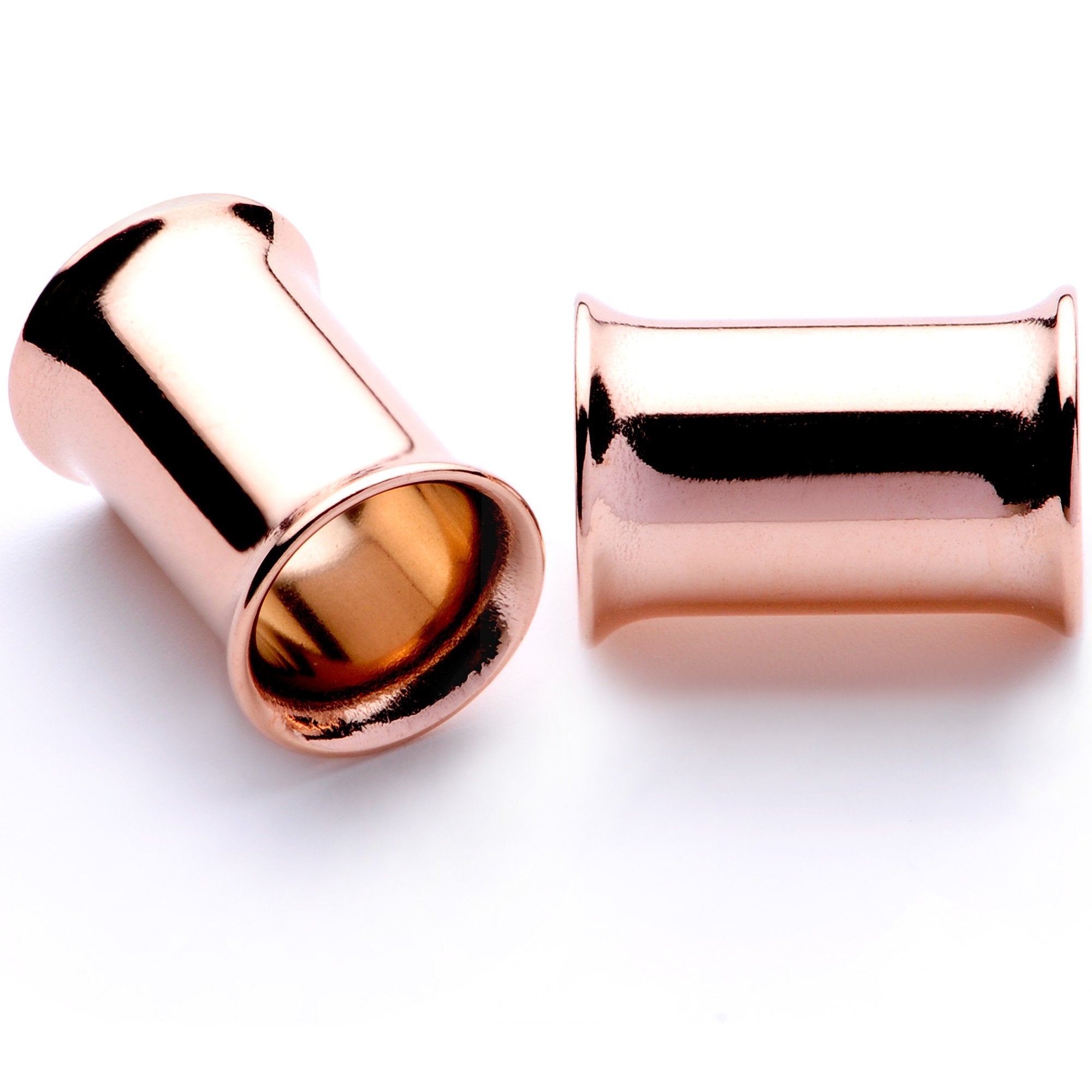 Rose Gold Tone Anodized Steel Double Flare Tunnel Plug Set 4mm to 16mm
