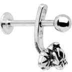 16G 3/8 Kissed Rose Flower Dangle Cartilage Tragus Helix Piercing