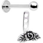 16G 3/8 Kissed Rose Flower Dangle Cartilage Tragus Helix Piercing